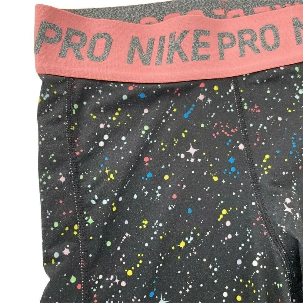 Nike Pro Warm Girls Printed Tights Black Pink Band Cosmic Girls Size XL Athletic
